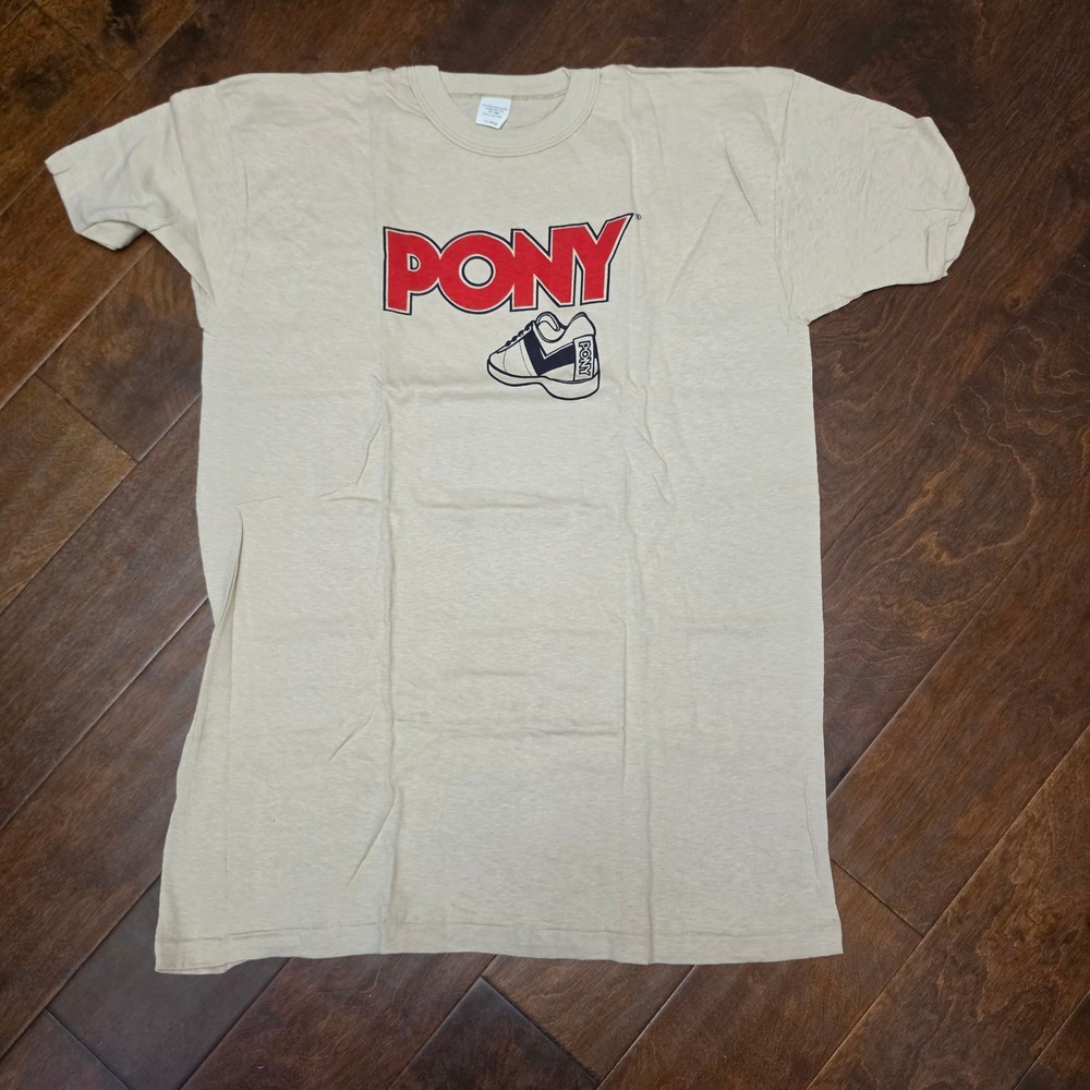 Vintage Pony Graphic T-Shirt Mens XL Tan Vintage Dead Stock  Sneaker Logo Cotton